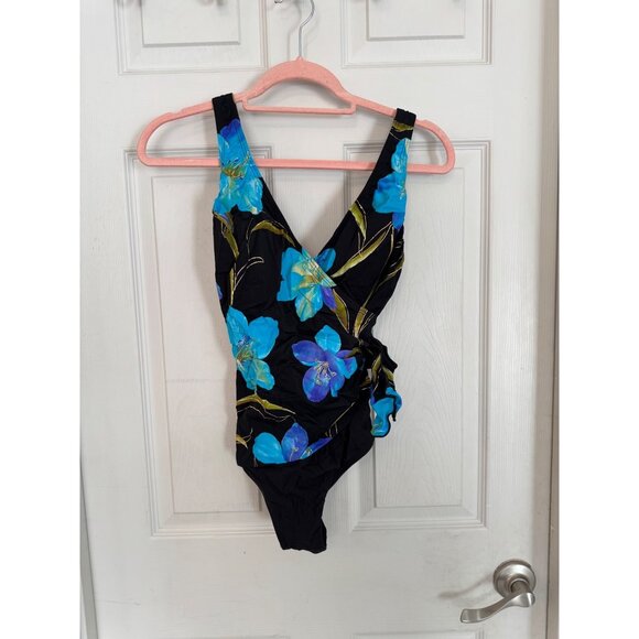 Great Lengths Swim Other - Vintage Great Lengths Swim Black & Blue Floral One Piece Swimsuit 10